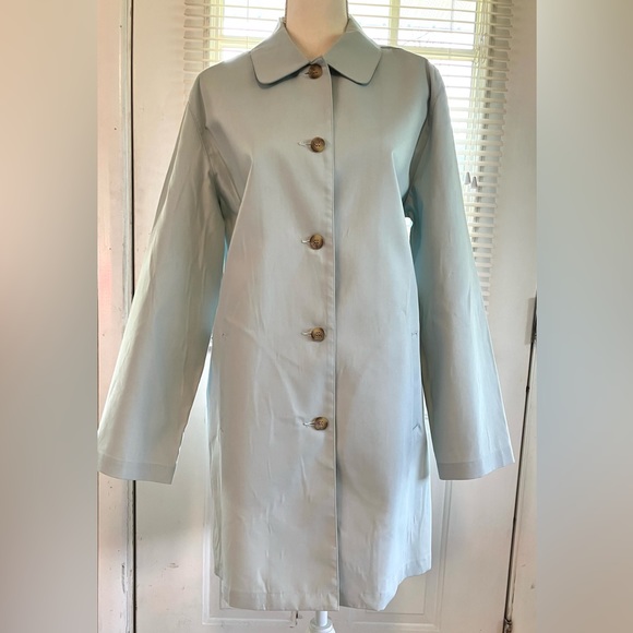 Charter Club Jackets & Blazers - Charter Club Baby Blue Cotton Button Down Trench Pea Coat Jacket Long Large.
